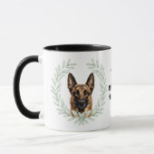 Mug Eucalyptus Wreath Belgian Malinois Dog Monogram (Gauche)