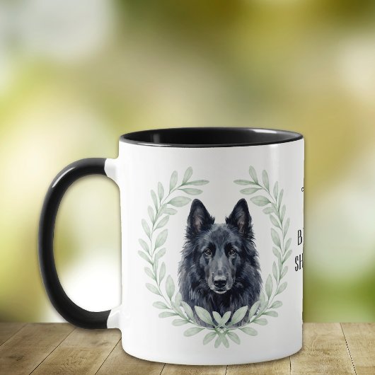 Mug Eucalyptus Wreath Belgian Sheepdog Monogram