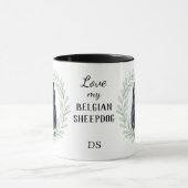 Mug Eucalyptus Wreath Belgian Sheepdog Monogram (Centre)