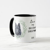 Mug Eucalyptus Wreath Belgian Sheepdog Monogram (Devant gauche)