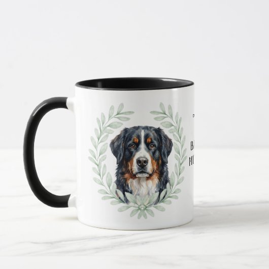 Mug Eucalyptus Wreath Bernese Mountain Dog Monogram (Gauche)