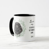 Mug Eucalyptus Wreath Black Cocker Spaniel Monogram (Devant gauche)