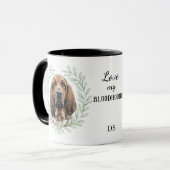 Mug Eucalyptus Wreath Bloodhound Dog Monogram (Devant gauche)