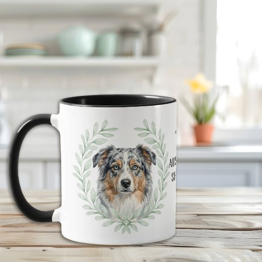 Mug Eucalyptus Wreath Blue Merle Aussie Monogram