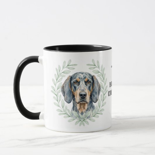 Mug Eucalyptus Wreath Bluetick Coonhound Monogram (Gauche)