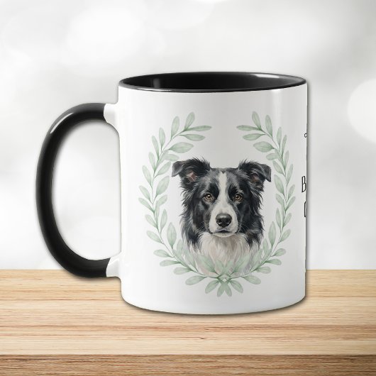 Mug Eucalyptus Wreath Border Collie Monogram
