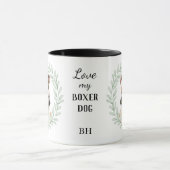 Mug Eucalyptus Wreath Boxer Dog Monogram (Centre)