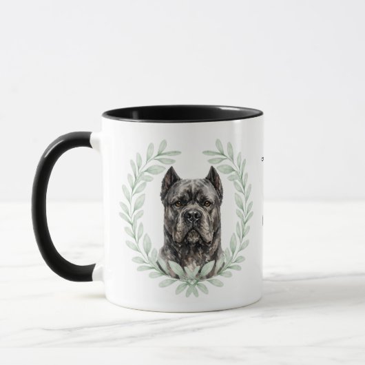 Mug Eucalyptus Wreath Cane Corso Dog Monogram (Gauche)
