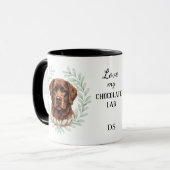 Mug Eucalyptus Wreath Chocolate Lab Dog Monogram (Devant gauche)