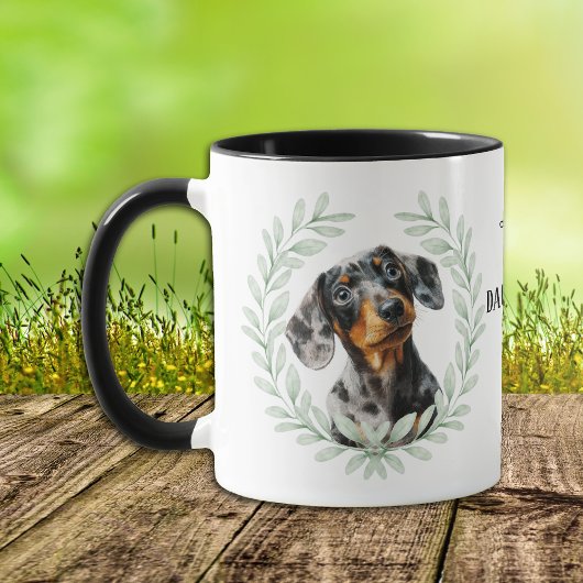 Mug Eucalyptus Wreath Dachshund Dog Monogram