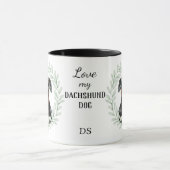 Mug Eucalyptus Wreath Dachshund Dog Monogram (Centre)