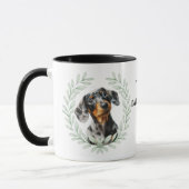 Mug Eucalyptus Wreath Dachshund Dog Monogram (Gauche)