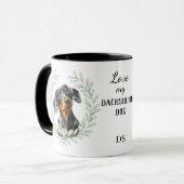 Mug Eucalyptus Wreath Dachshund Dog Monogram (Devant gauche)