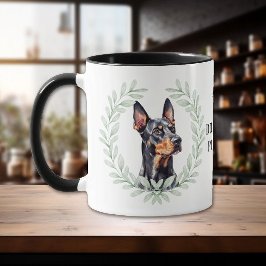Mug Eucalyptus Wreath Doberman Pinscher Dog Monogram