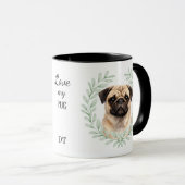 Mug Eucalyptus Wreath Fawn Pug Dog Monogram (Devant droit)