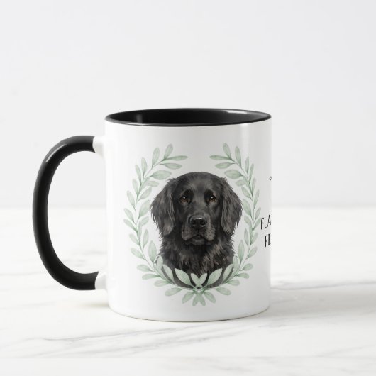 Mug Eucalyptus Wreath Flat Coated Retriever Monogram (Gauche)