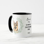 Mug Eucalyptus Wreath German Shepherd Dog Monogram (Devant gauche)