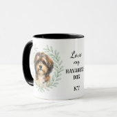 Mug Eucalyptus Wreath Havanese Dog Monogram (Devant gauche)
