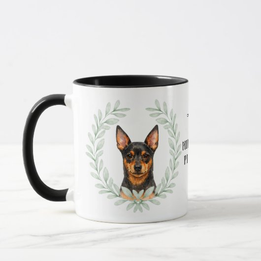 Mug Eucalyptus Wreath Miniature Pinscher Monogram (Gauche)