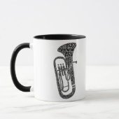 Mug Euphonium Formé Word Art Black Text (Gauche)