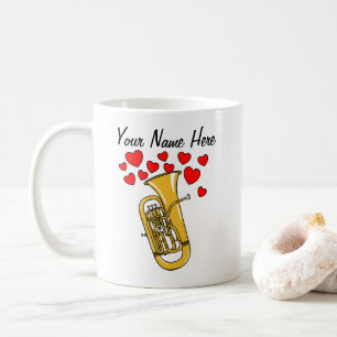Mug Euphonium Hearts Musicien en laiton Personnalisé