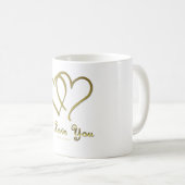 Mug Eventré Gold Hearts i Love You (Devant droit)