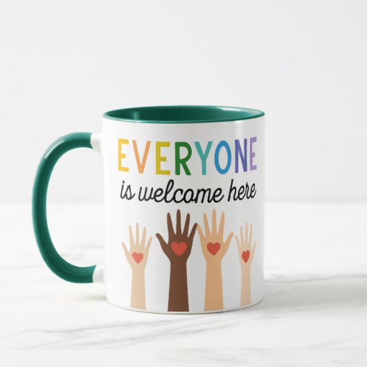 Mug Everyone Is Welcome Here Diversity with Heart (Gauche)