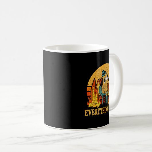 Mug Everything Is Fine Dog Drinking Coffee Burning Mem (Devant droit)