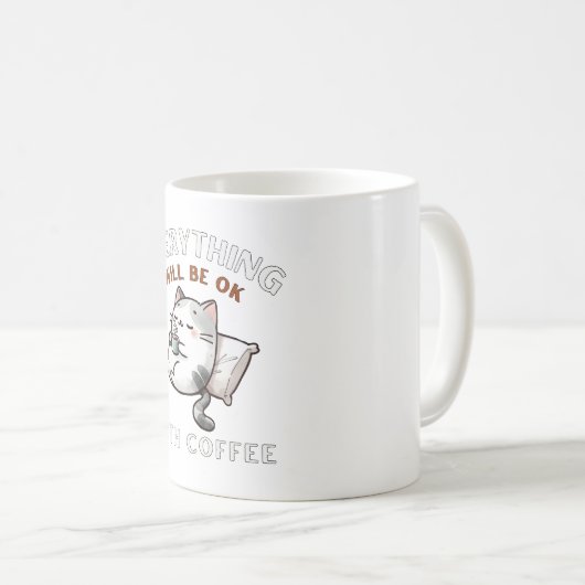 Mug Everything Will Be OK with Coffee Cat (Devant droit)