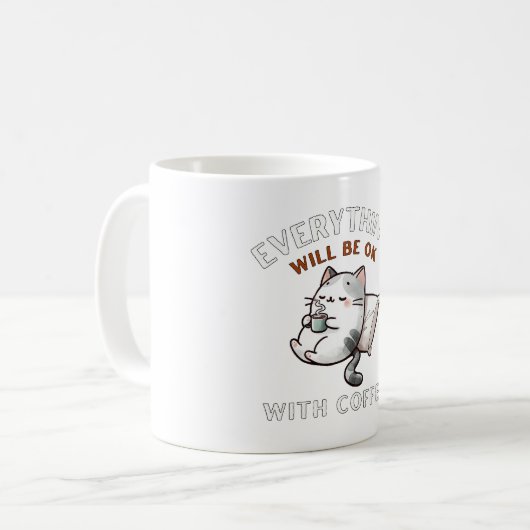 Mug Everything Will Be OK with Coffee Cat (Devant gauche)