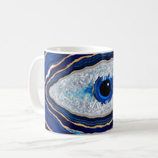 Mug Evil Bleu Agate Géode Ditital Art (Devant gauche)
