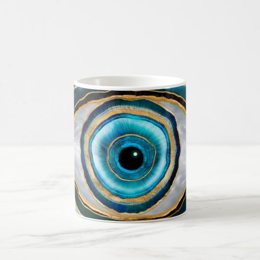 Mug Evil Eye Amulet Aquarelle marbres et or (Centre)