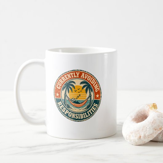 Mug Éviter Actuellement les Responsabilités (Avec donut)