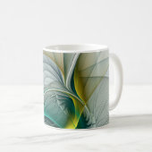 Mug Évolution fractale, Art Abstrait Turquoise d'or (Devant droit)