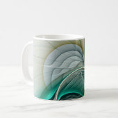Mug Évolution fractale, Art Abstrait Turquoise d'or (Devant gauche)
