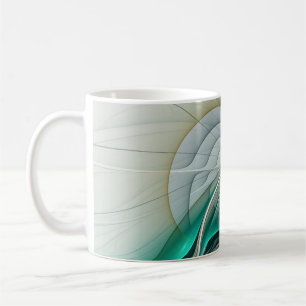 Mug Évolution fractale, Art Abstrait Turquoise d'or
