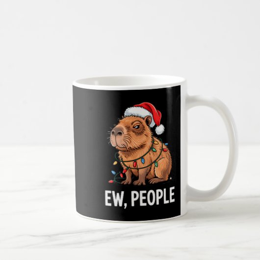 Mug Ew People Capybara Christmas Lights Funny Introver (Droite)
