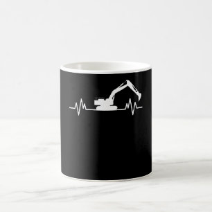 Mug Excavateur Heartbeat Motif Constructeur Cadeau