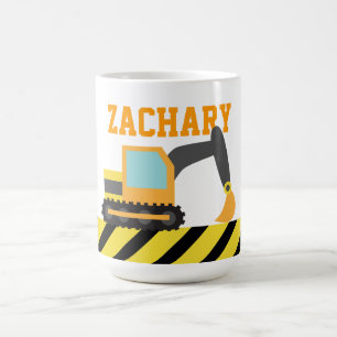 Mug Excavatrice orange, véhicule de construction, pour
