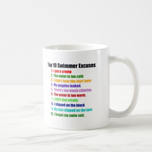 Mug Excuses de nageurs de Top Ten (Droite)