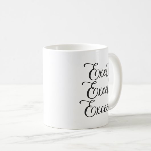 Mug Exert, Excel, Dépassé - Hustle, Gym, Succès (Devant droit)