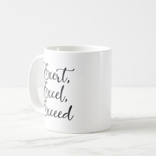 Mug Exert, Excel, Dépassé - Hustle, Gym, Succès (Devant gauche)