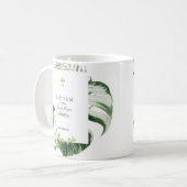 Mug Exotique Tropical Feuille Gold Cross Boy Baptême (Devant gauche)