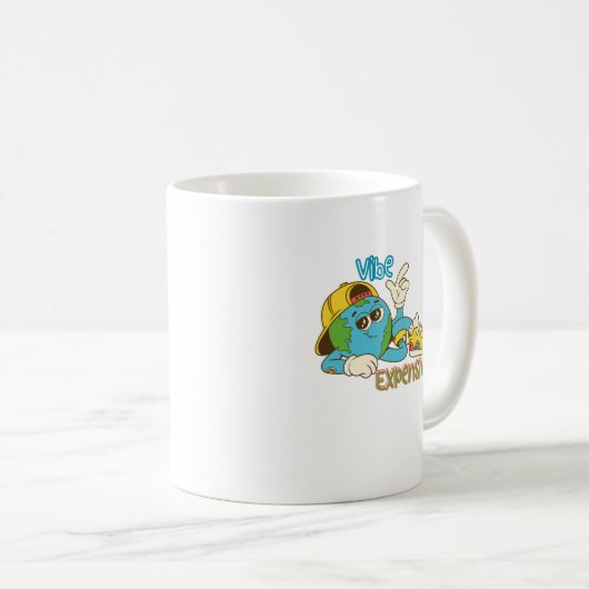 Mug Expensive Vibe – Cool Retro Earth Character Design (Devant droit)