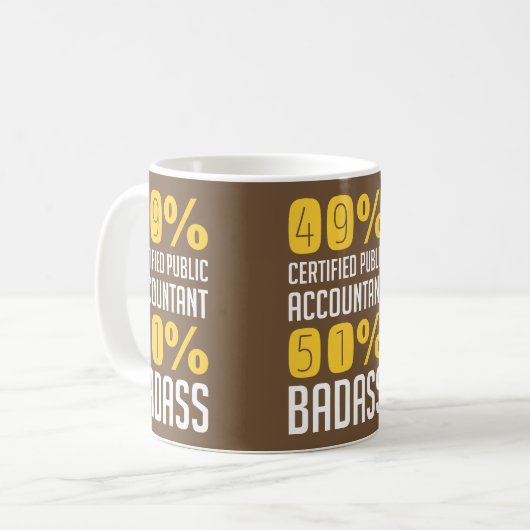 Mug Expert-comptable de 49% 57% Badass (Devant gauche)