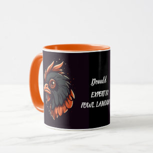 Mug Expert en Fowl Language, Cockerel's Head. Modifiab