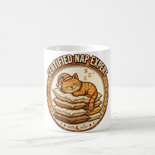 Mug Expert en sieste certifié – Drôle de chat orange