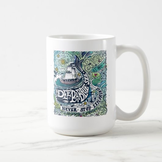 Mug Explorer bleu profond d'arrêt de la mer |Never (Droite)