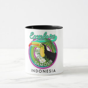 Mug explorer le logo voyage de Samosir indonesia