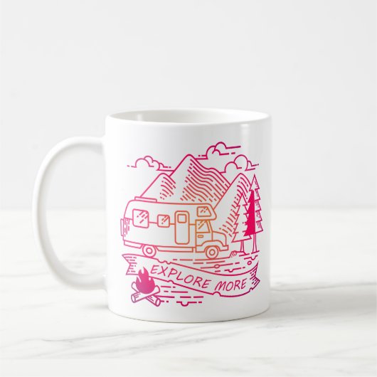 Mug Explorez Plus Camper Rose Van Mountain Nature Love (Gauche)